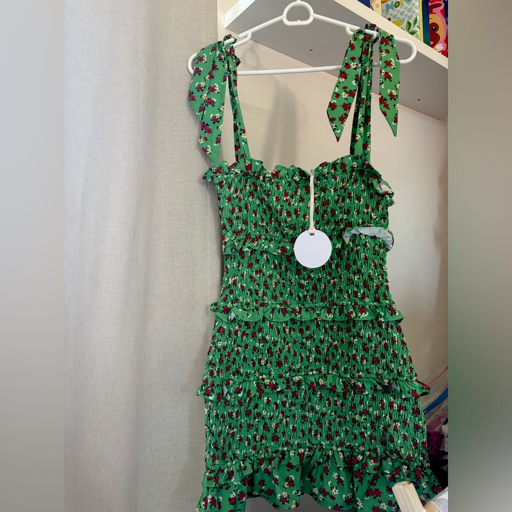 Mini Floral Green Dress